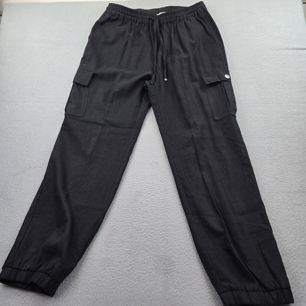 Love Tree Cargo Pants Womens Large Black Utility Pockets Tapered Leg Drawstring